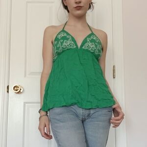 Green halter top
